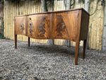 Antique Reproduction Inlaid Flamed Mahogany 3 Drawer Serpentine Sideboard 