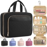 HOTOR Hanging Travel Toiletry Bag Women Men, Black, Medium