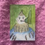 ACEO : goth clown smoking original watercolour painting 2.5” x 3.5”
