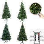 Christmas Tree Artificial 4/5/6/7ft Deluxe With USB LED Remote Lights and Stand