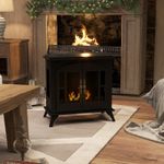 Freestanding Ethanol Fireplace Bioethanol Fire w/ 0.9L Tank 3 Hours Burning Time