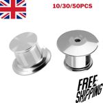 10/30/50pcs Locking Pin Backs Metal Keepers Badge Fastener Tie Tack Lapel Brooch