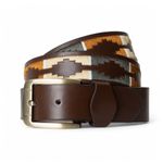 Mens Leather Belt Polo belt, Brown & Black Embroidered Designer Polo Belt