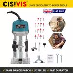 1/4 Electric Hand Trimmer Wood Laminator Palm Router with 15PCS Router Bits Set.