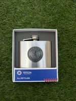 Official Glasgow Rangers FC Silver 6oz Hip Flask With Crest Badge Brand New 