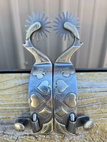 Card Suite and Floral Heavy Mounted Rock Grinder Spurs