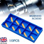 10pcs MGMN200-G NC3030 Carbide Inserts Boring Carving Cutter Wood Lathe Set UK
