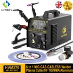 HZXVOGEN 6 IN 1 MIG/Plasma Cutter/HF TIG/ARC Welder Gas/Gasless Machine Aluminum