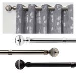 Extendable Curtain Poles with End Finials - 1.2m-2.1m/1.6m-3m Bling Diamond