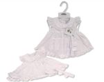 Baby Girls Dress Frilly Lace Buttons Broderie Anglaise White NB-3-6 Months