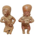 Pair of Terracotta Figures Musical Instruments South American Collectables