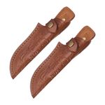2pcs Straight Leather Knife Sheath 6.5" PU Leather Sheath Scabbard Pouch, Brown