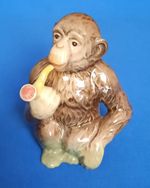 Beswick Figure of Chimpanzee Monkey with Pipe no. 1049 (1940s-60s,Staffordshire)