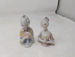 2x Vintage Porcelain Ladies Pin Cushion Germany 