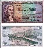 Iceland 10 Kronur 1961, aUNC, P-42, Sign 34
