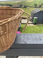 Vintage , Cottagecore  Retro woven Wicker Bike Basket, Carry Shopping Bag .