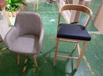 BAR STOOL - SOLID WOOD -  Grey - REXIN