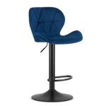 West Navy Velvet Bar Stool, Black Frame