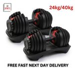 24/40Kg Adjustable Dumbbell Set Hand Dumbbells Weight Home Gym Fitness UK