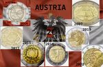 Austria coin 2 euro 2007 2009 2012 2015 2016 2018 2022 TYE TOR Flag Erasmus Bank