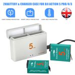 2PCS 2500mAh Battery & Charging Hub for DJI Osmo Action 5 Pro Action 4 Action 3