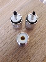 2xPL259 PLUG 5.2mm THIN COAX RG58U RF AERIAL CONNECTOR + F/F COUPLER UHF AMATEUR