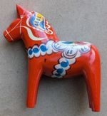 Large, Vintage, G.A Olsson Swedish Dala Horse - 70s - Original Sticker