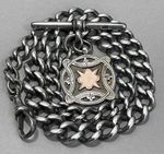 Antique Sterling Silver Graduated Albert Chain & Fob - Pocket Watch Chain 50g f
