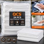 24 Cotton White Terry Cleaning Towels Car Polishing Dusting Absorbent