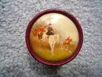 Very Old Small Travelling Inkwell - Hunting Scene - With Glass Ink Bottle