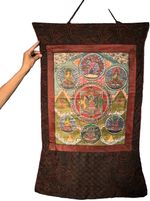 ANTIQUE TIBETAN MANDALA THANGKA FIVE DHYANI BUDDHAS DAKINI NEPAL BUDDHIST