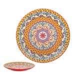 Red Tuscany Ceramic Plate 10.5" Decorative Mandala Design Colourful Bohemian
