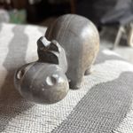 Vintage Soapstone or Kisii Stone Hippo Figurine Kenya Hand Carved 