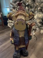 Vintage 2005 30 Inch Fiber Optic Resin “Wood Look” Moose With Original Box