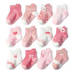 12 Pairs Boy Girl Ankle Socks Non Slip Baby Kid Cotton Trainer Toddler Infants