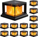 Flickering Flame Solar Post Cap Lights 4x4'' Outdoor Garden Fence Lamps 2 Modes