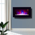 2026 TRUFLAME™  7 COLOUR LED BLACK GLASS ARCHED ELECTRIC WALL MOUNTED FIRE PLACE