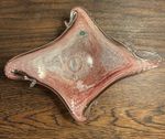 Vintage Naples Italian Art Glass Sommerso Pink & White Dish labelled Meridiana