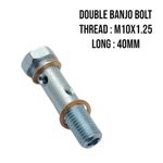 M10x1.25 DOUBLE BANJO BOLT  STEEL 40mm LONG  HOSE BARB CONNECTOR