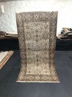 Vintage Turkish Handmade Living Rug, 3.5x6.7ft, Antique Beige Floral Oushak Rug,