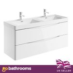 1200mm White Gloss Wall Hung Bathroom Vanity Unit with Basin Soft Close Drawers