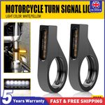 2X Front Motorcycle 39mm Fork LED Amber White DRL Turn Signal Light Indicator B