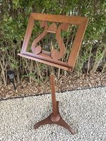 STUNNING ITALIAN HANDCRAFTED SOLID HARDWOOD MUSIC STAND ADJUSTABLE BRASS   