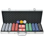 Poker Set with Aluminum Case Chips Decks of Cards Casino Blackjack Texas Holdem