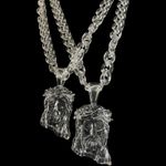 Small & Big Clear Transparent Resin 3D Jesus Piece 3.5/4.3Inches Pendant & Chain