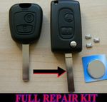 FOR PEUGEOT 2 BUTTON FLIP REMOTE KEY CASE 107 207 307 206 306 406 REPAIR KIT WG