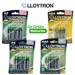 LLOYTRON AA 800-2700 mAh AAA 550-1100 mAh RECHARGEABLE BATTERIES PRECHARGED NiMH