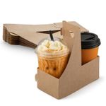 MT Products Disposable Brown Cup Drink Carrier with Handle - Pack of 250