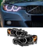 BMW 3 SERIES F30 F31 BLACK LED DRL PROJECTOR ANGEL EYES HEADLIGHTS LAMP SET