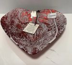 AKCAM Turkish Red Glass Heart Dish – Decorative Serving Bowl